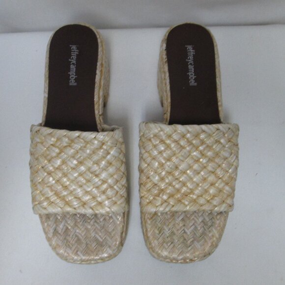 Jeffrey Campbell Shindy Woven platform sandals heels block Women Size Sz 9.5 - Picture 3 of 12